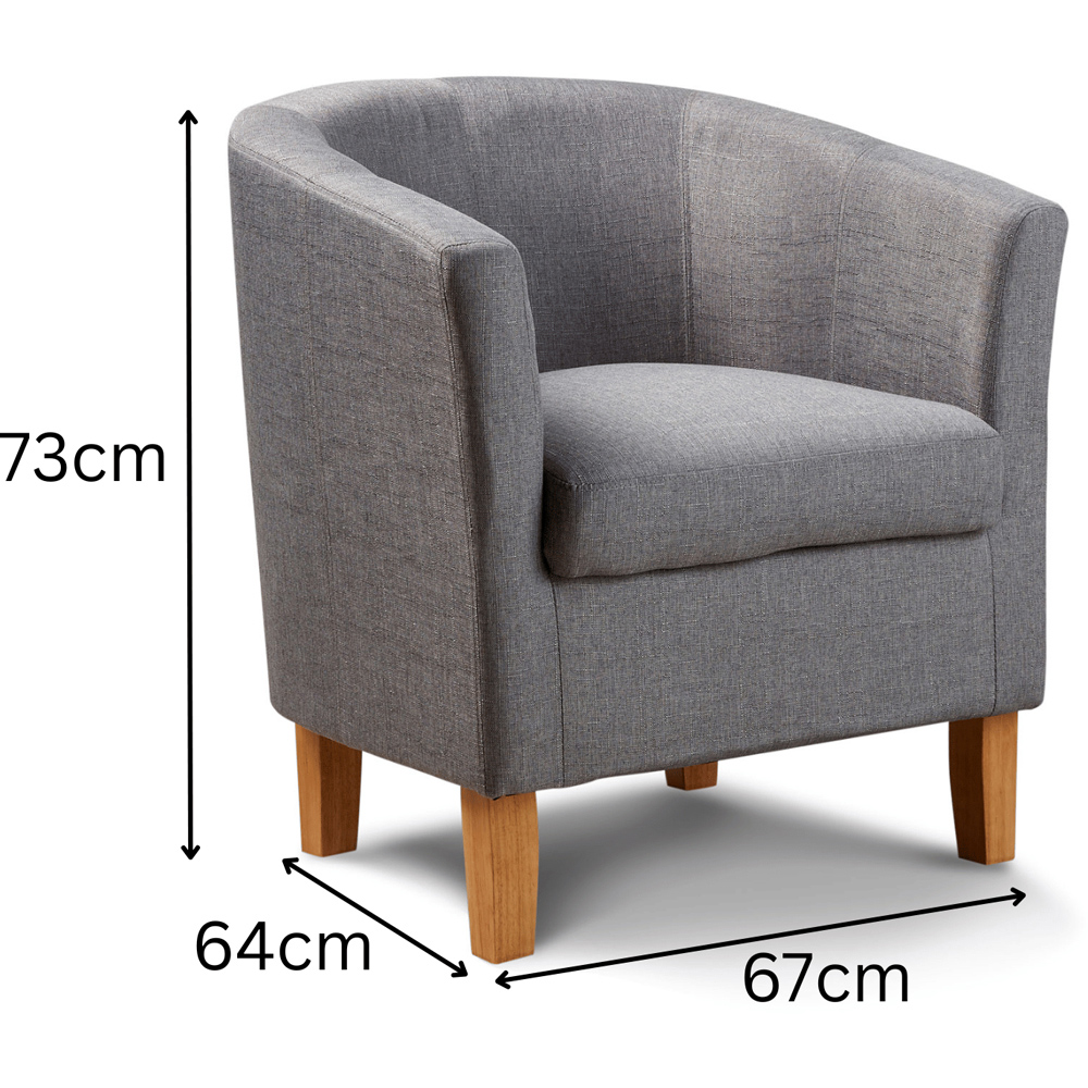Home Source Bedford Light Grey Padded Tub Chair Image 7