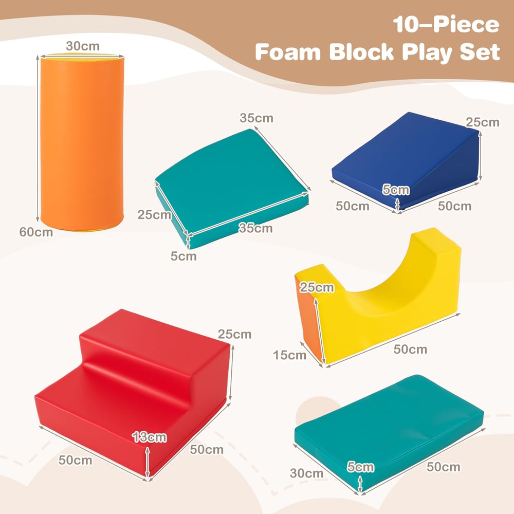 Costway Colourful Foam Climbing Block Set 10 Piece Image 8