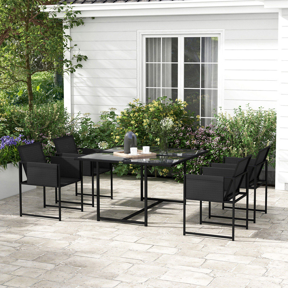 Outsunny 4 Seater Black Garden Dining Set Image 7