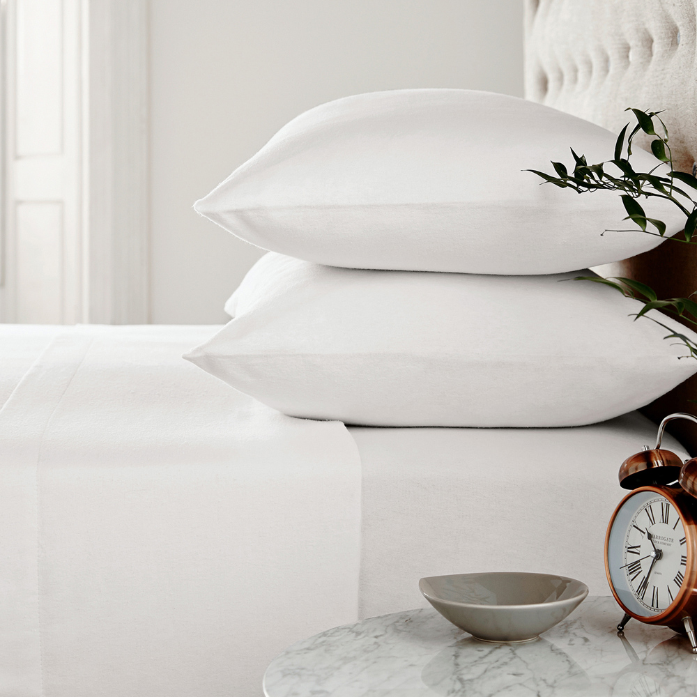 Helena Springfield King Size White Brushed Cotton Fitted Bed Sheet Image 2