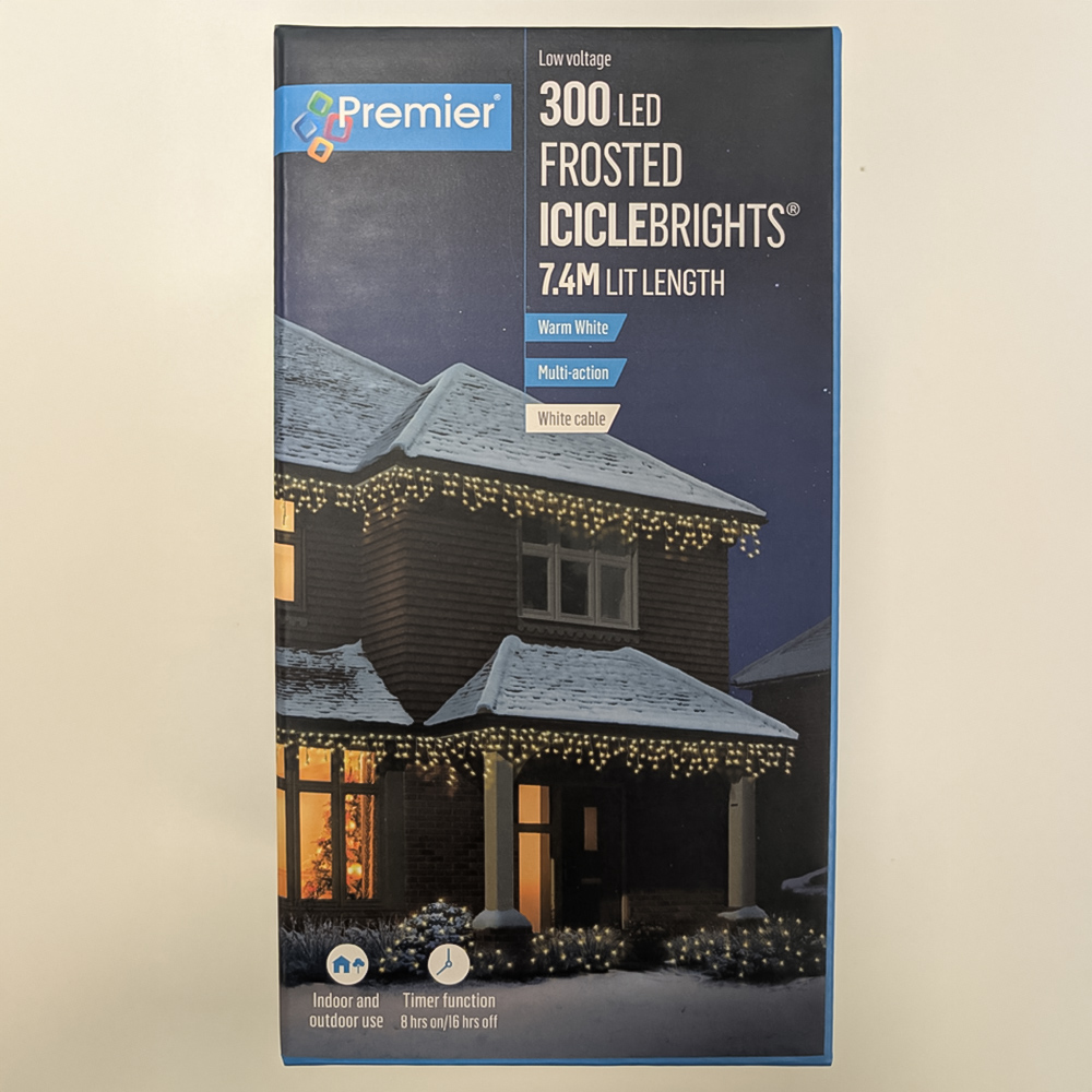 Premier IcicleBrights 300 Warm White LED String Light 7.5m Image 5
