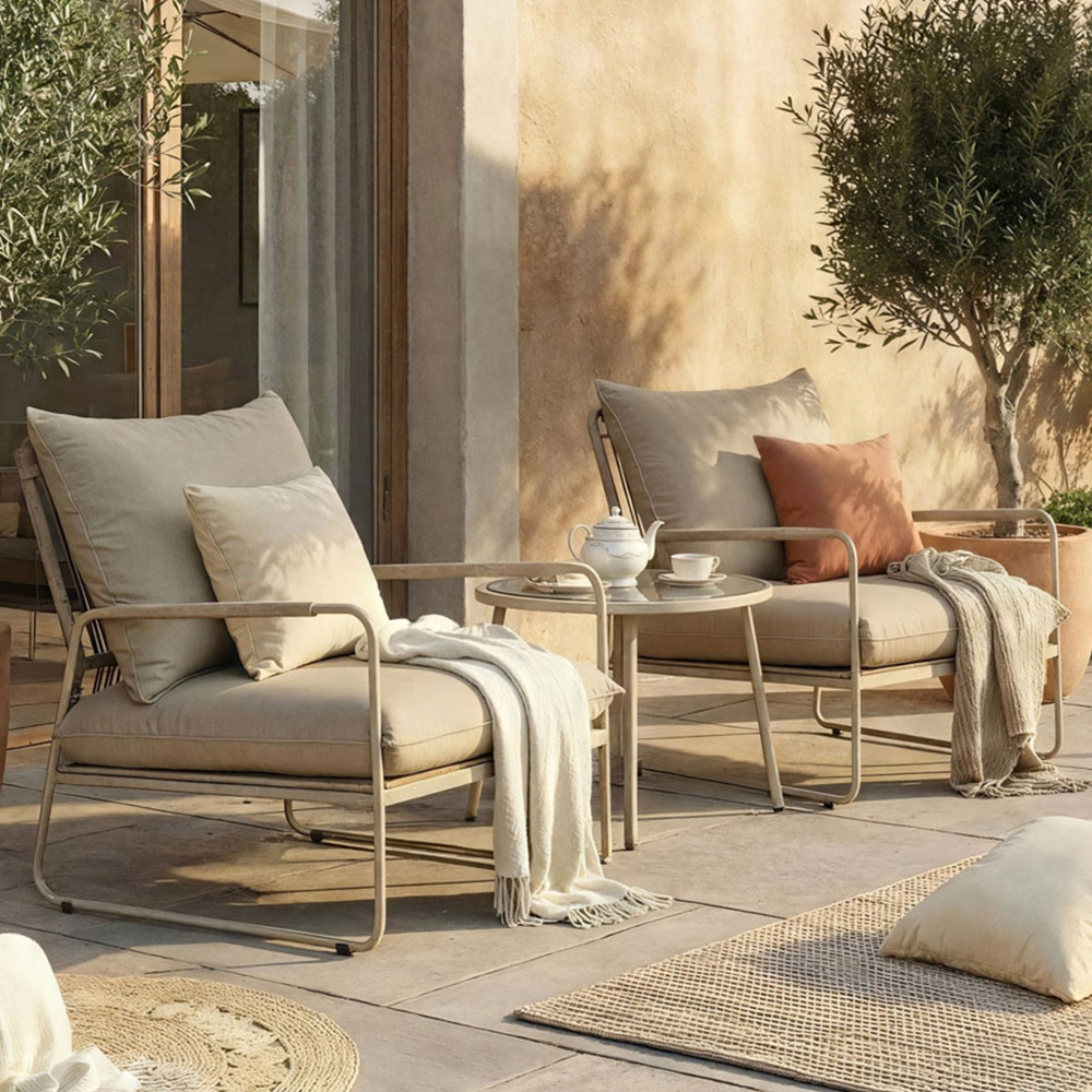 Artemis Home Sorella 2 Seater Beige Patio Conversation Set Image 1