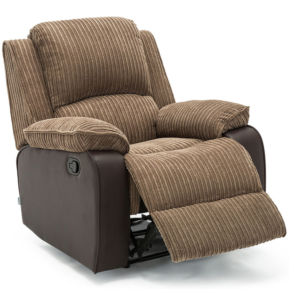 Furniture Online Postana Brown Jumbo Cord Manual Recliner Chair Image 3