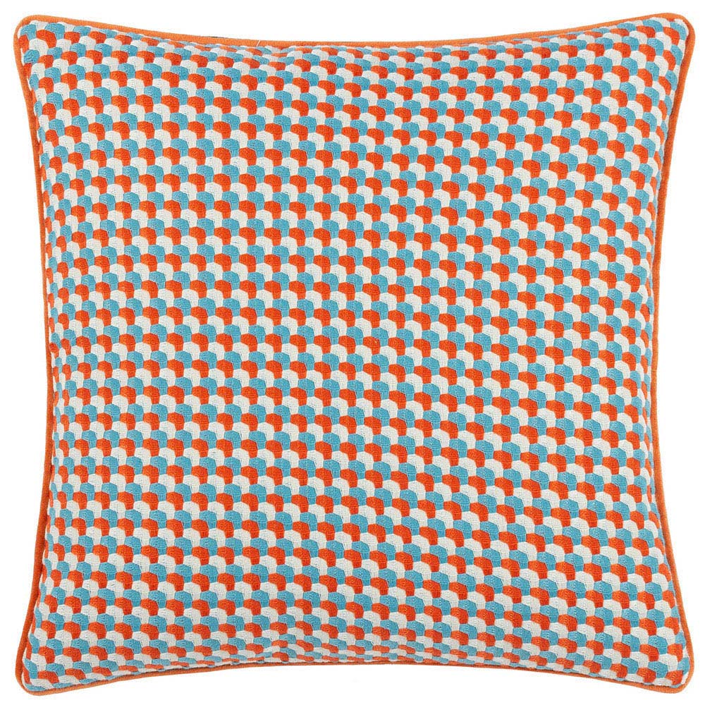 furn. Marttel Orange Geometric Jacquard Cushion Image 1