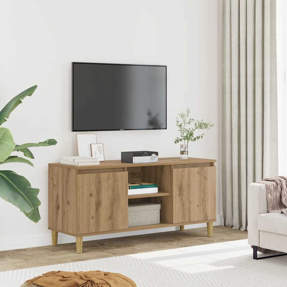 vidaXL 2 Door 2 Shelf Artisan Oak TV Cabinet Image 3
