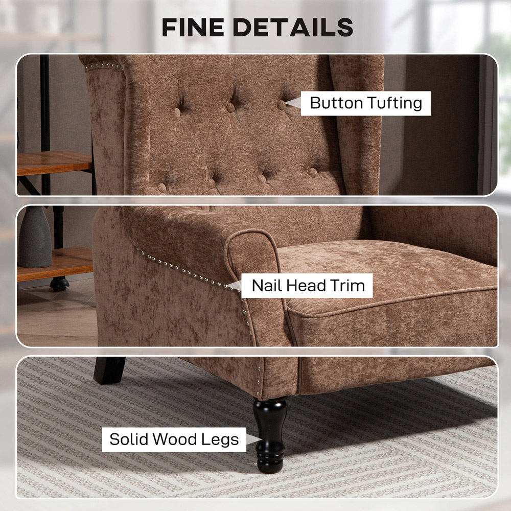 HOMCOM Brown Manual Recliner Armchair Recliner with Footrest Image 6
