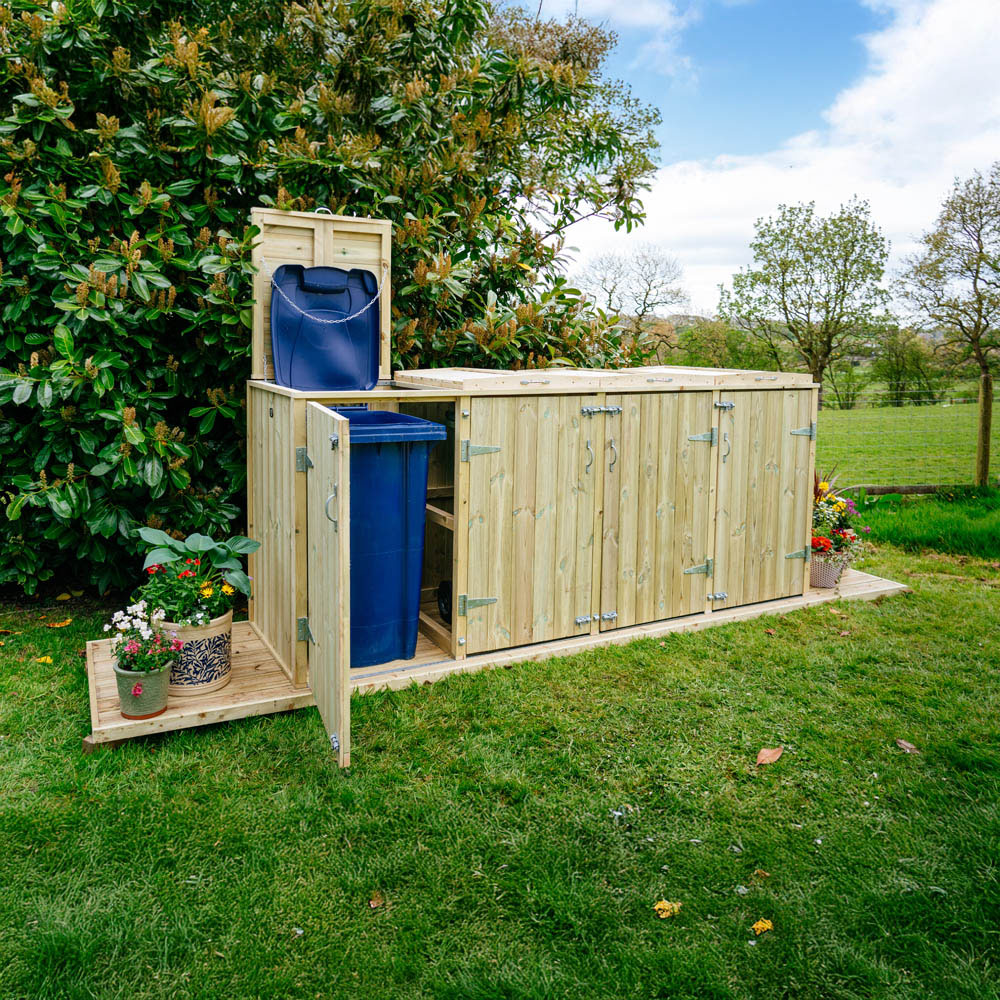 The Garden Village Shireburn 240L Quad Wheelie Bin Shed Image 7