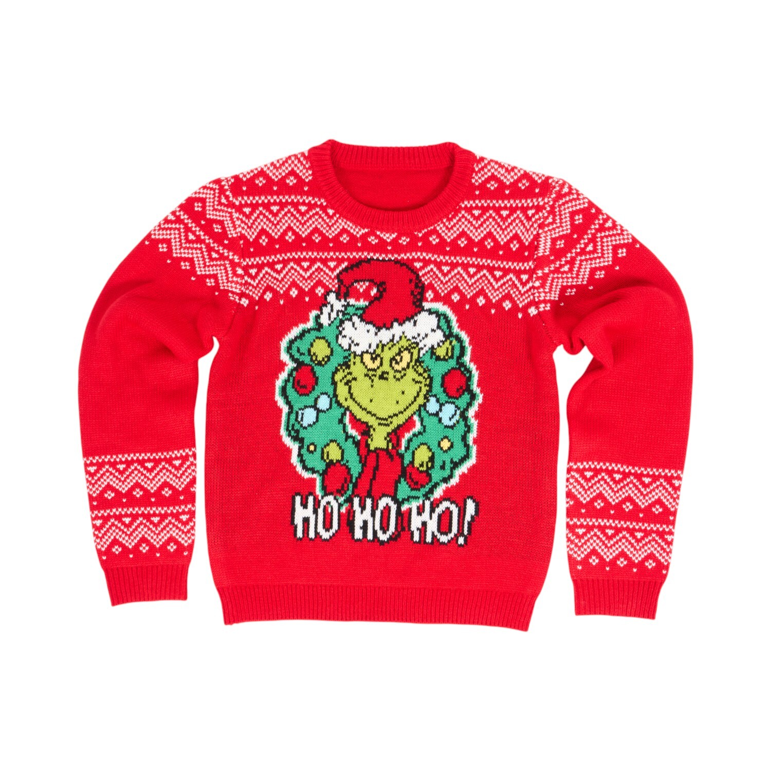Kids Grinch Wreath Jumper Red Image 1
