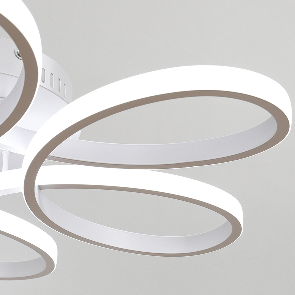 Living and Home White Petal LED Semi Flush Ceiling Light Image 5