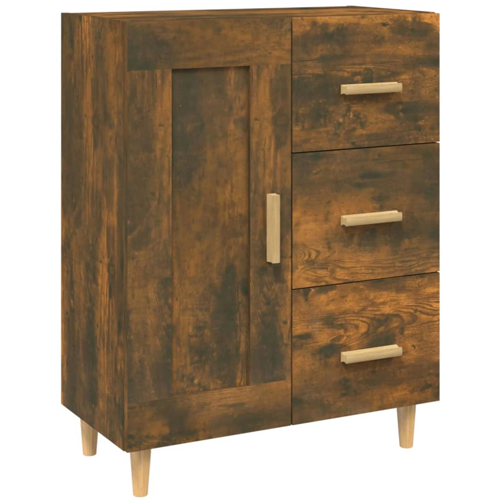 vidaXL Single Door 3 Drawer Smoked Oak Sideboard Image 2