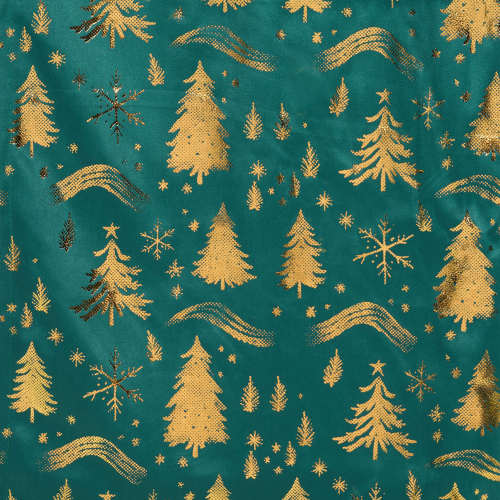 Golden Christmas Tree Table Runner Teal Image 3