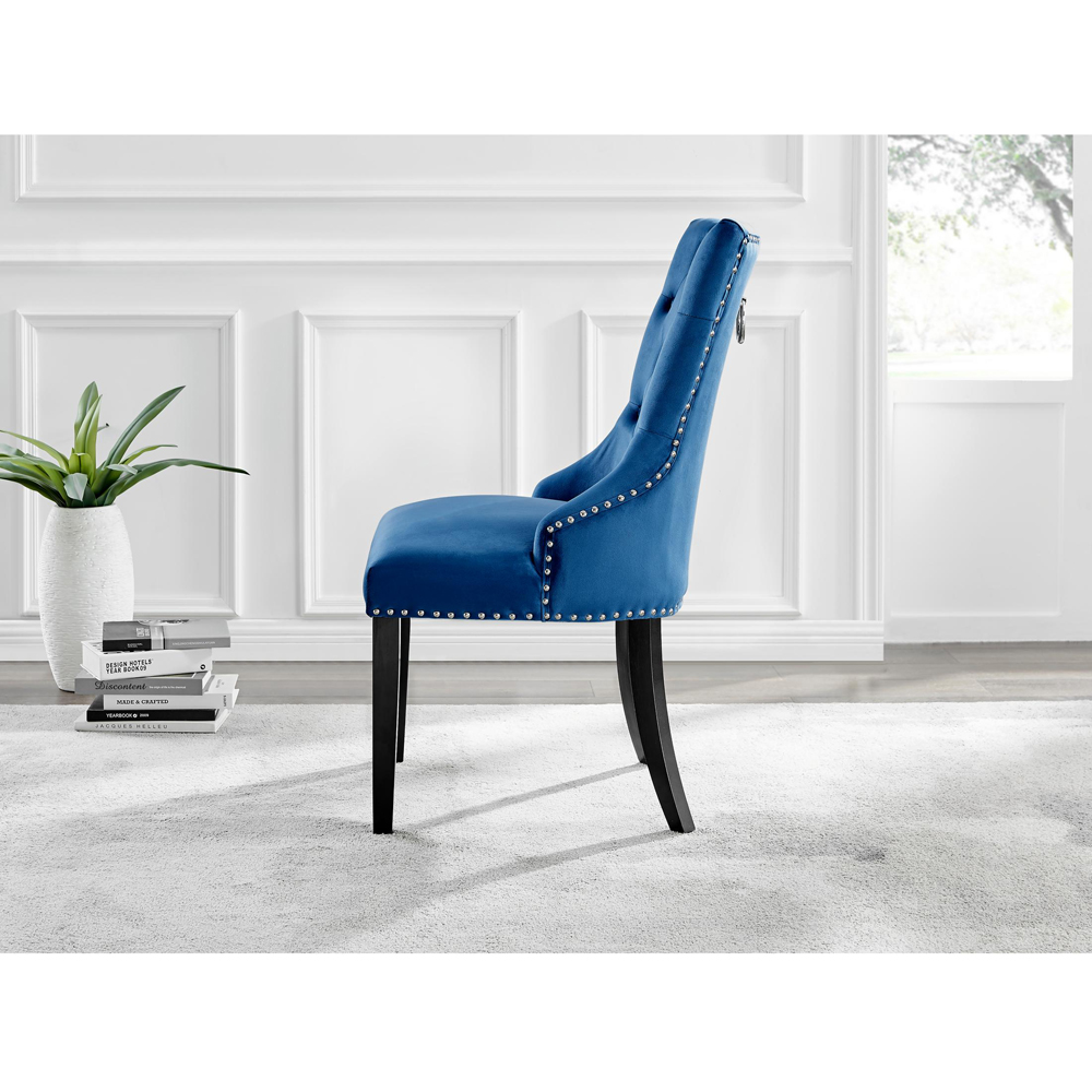 Furniturebox Kennsington Set of 2 Blue Velvet Knockerback Dining Chair Image 7