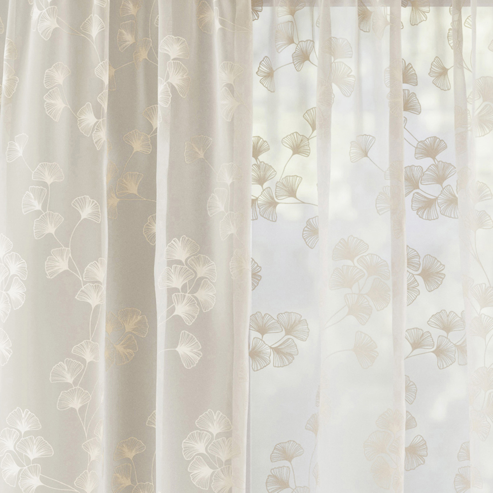Tyrone Textiles Delila Cream Trail Leaf Print Sheer Voile Panel Curtain 140 x 229cm Image 2