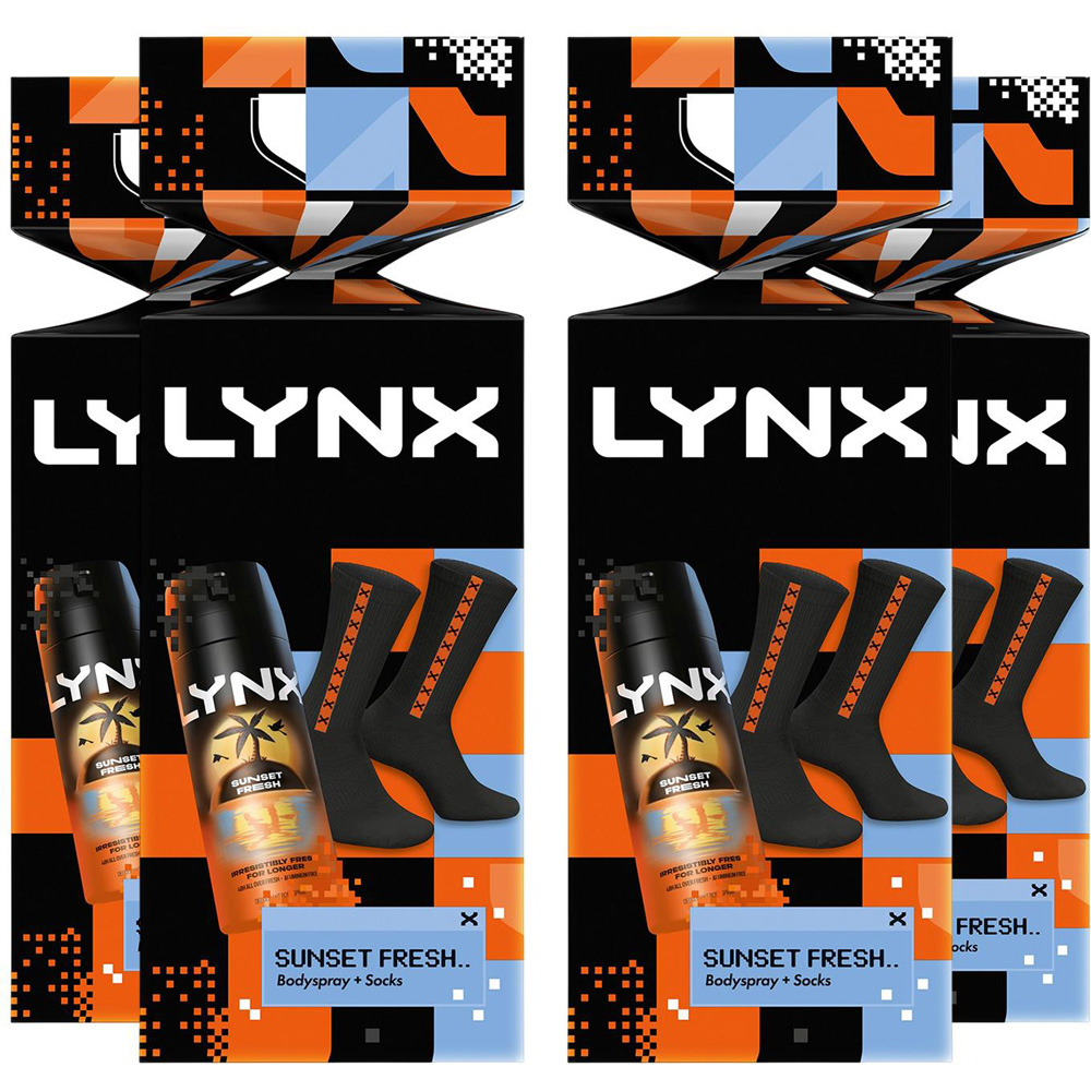 Lynx Sunset Fresh Body Spray and Socks Cracker Gift Set 4 Pack Image 1