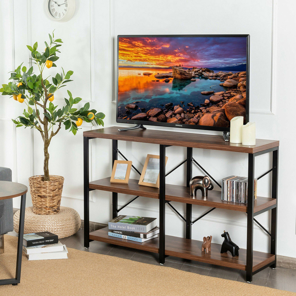 Costway 2 Shelf Rustic Console Table Image 8