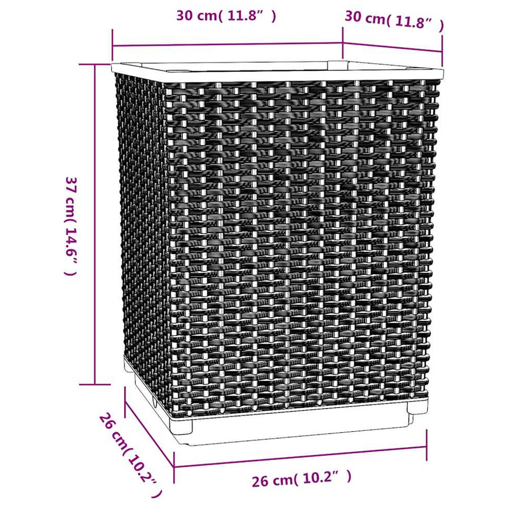 vidaXL Grey Plastic Garden Planter 37 x 30 x 30cm 2 Pack Image 5