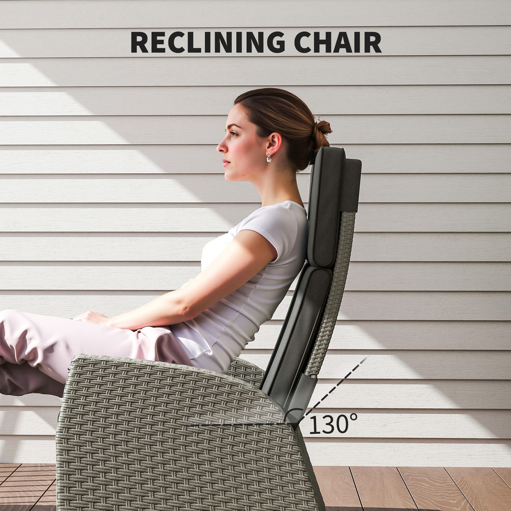 Outsunny 2 Seater Grey Rattan Garden Furniture Set Image 8