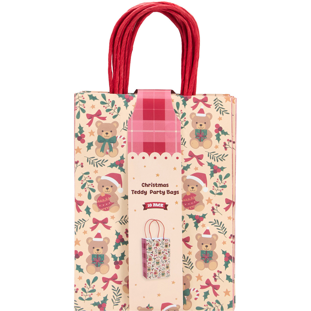 Pack of 10 Christmas Teddy Party Bags Image 1
