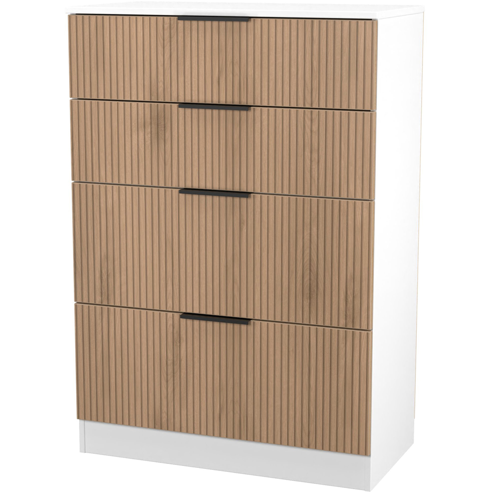 Crowndale Java 4 Drawer Slatt Effect and White Deep Chest of Drawer Image 4