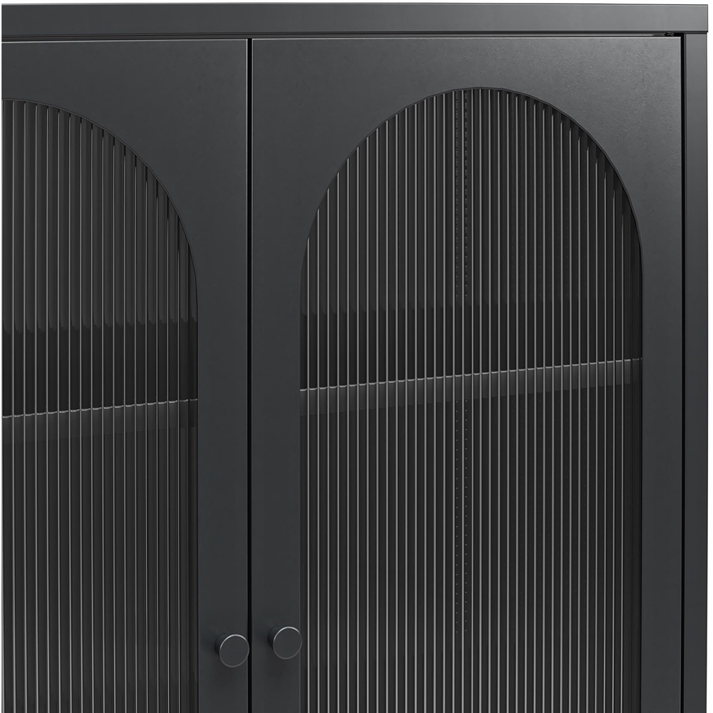 Dorel Luna 2 Door Sky Black Fluted Glass Accent Cabinet Image 6