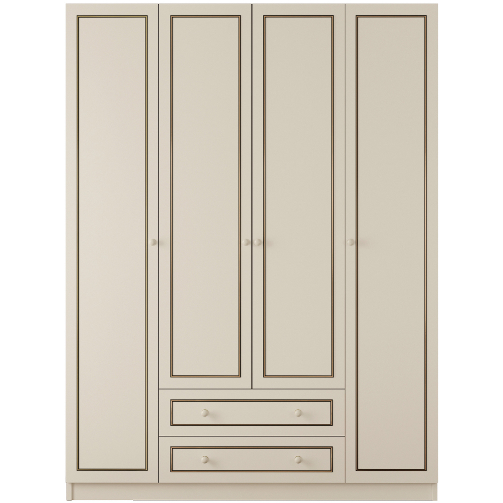 Evu CLEMENT 4 Door 2 Drawer White Wardrobe Image 2