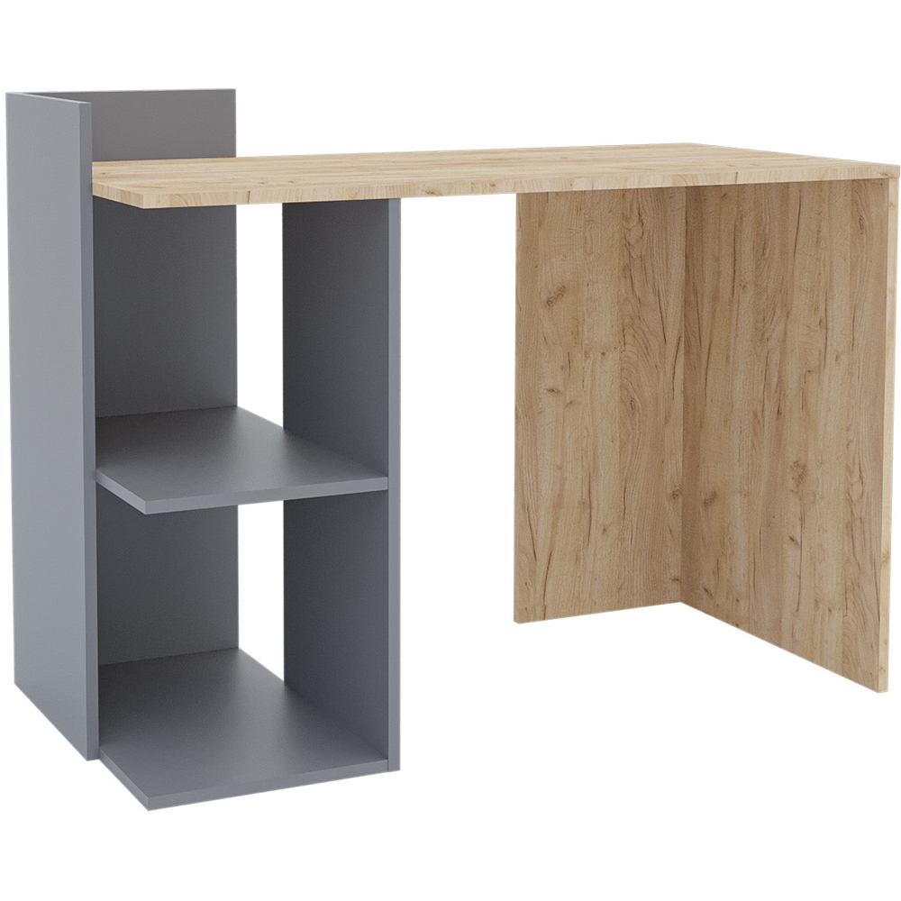 Shefa Iris 2 Shelf Computer Desk Anthracite and Gold Craft Oak Image 2