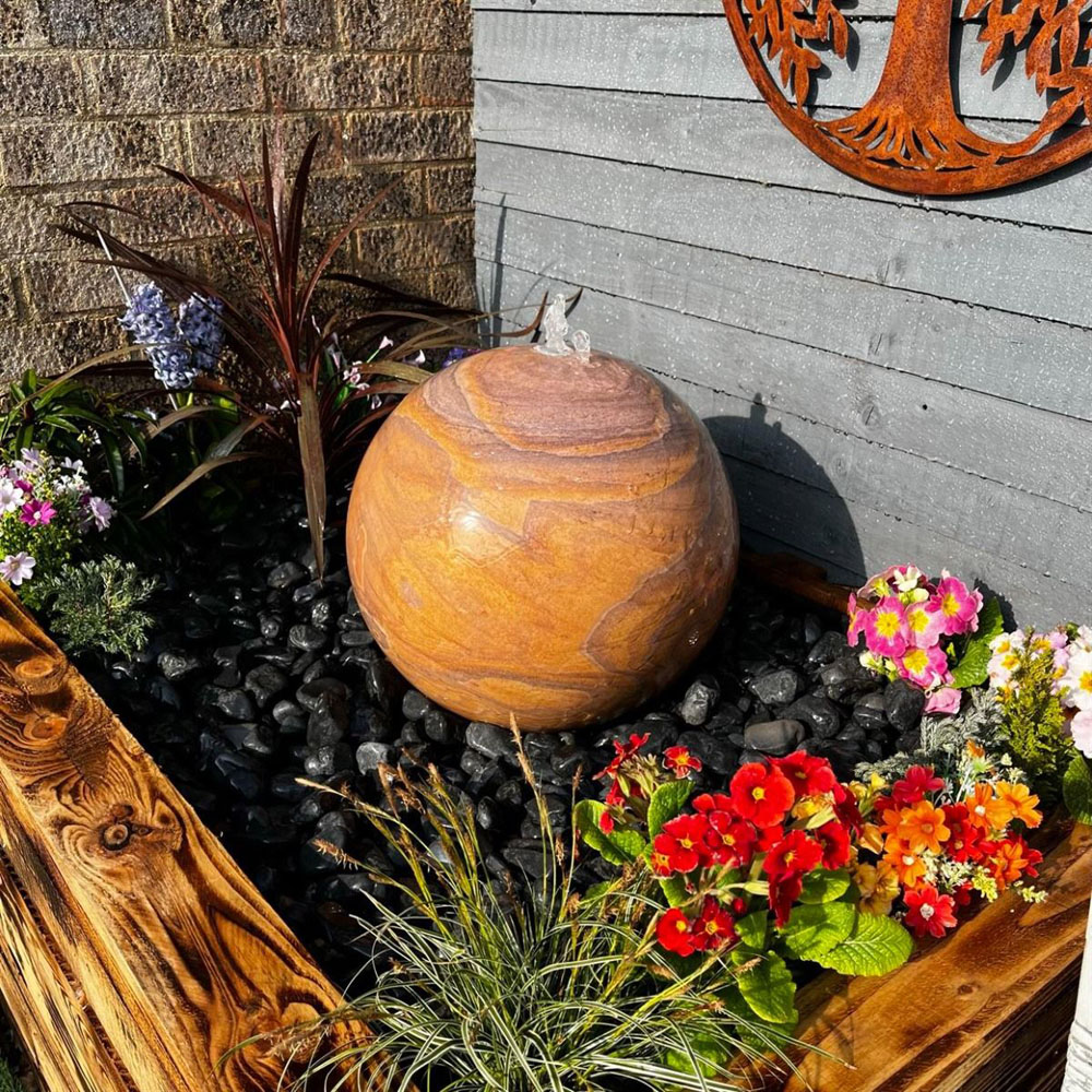 Tranquillity Sandstone Sphere Mains Powered LED Water Feature 40cm Image 2