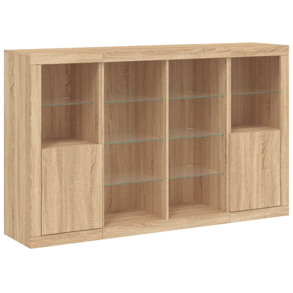 vidaXL 2 Door 12 Shelf Sonoma Oak LED Sideboard 3 Piece Image 2