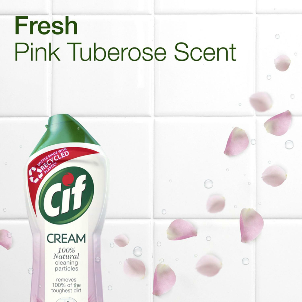 CIF Natural Cleaning Particles Pink Tuberose Cleaner Cream 500ml 3 Pack Image 5