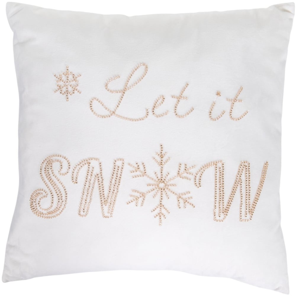 Let It Snow Embellished Cushion - White Image 1