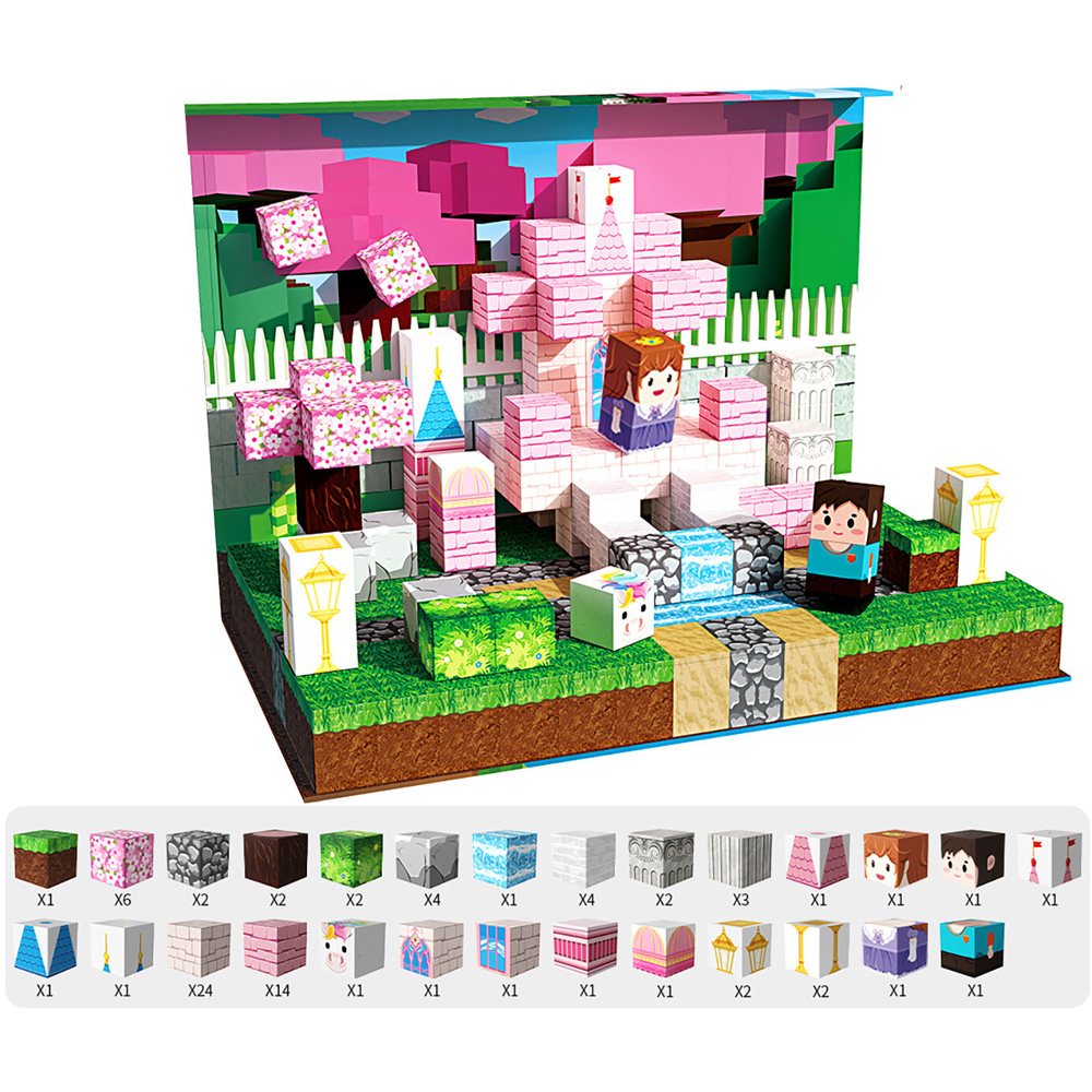 100 Piece Castle Magnetic Cubes Pink Image 3