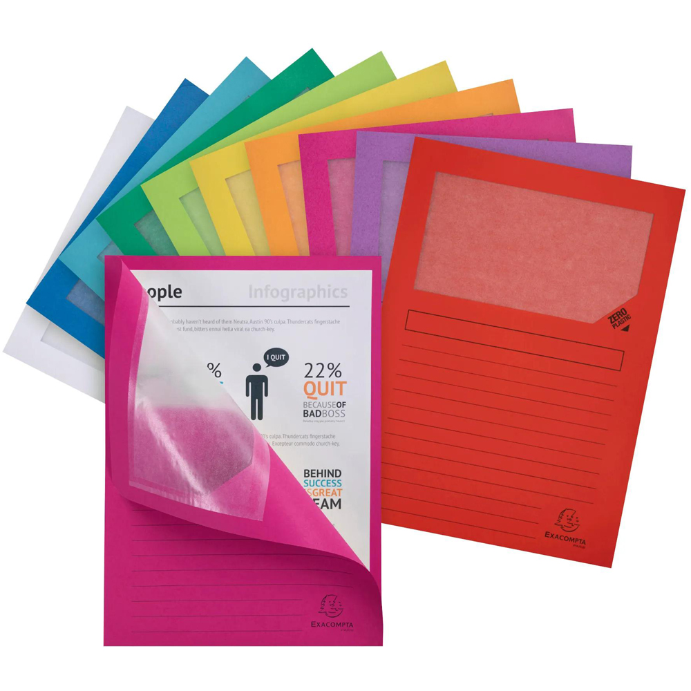 Exacompta Forever Assorted Colour Recycled Window Folder 10 Pack Image 7