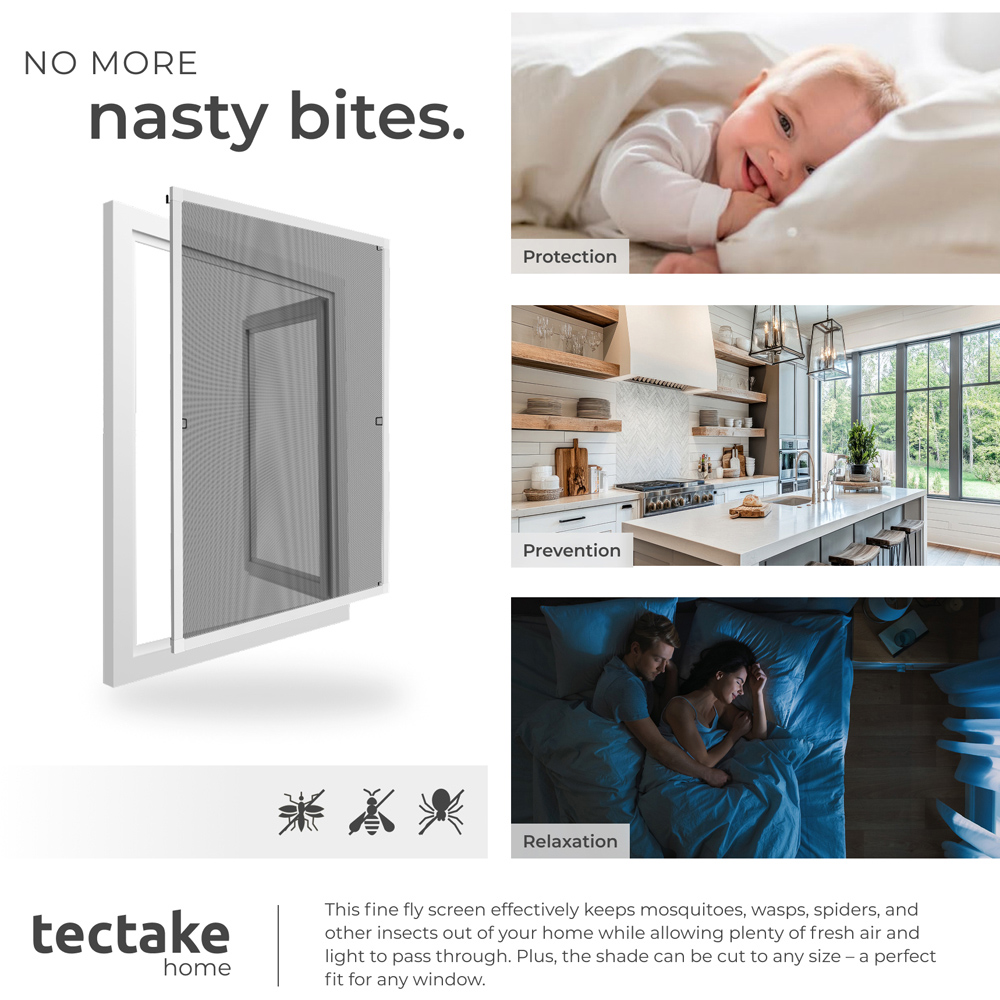 tectake White Individually Adjustable Fly Screen 100 x 80cm Image 5