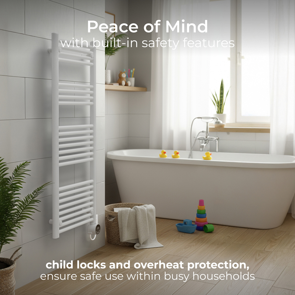 Masterplug SmartEnergy Thermaline White Heated Towel Rail 1250 x 500mm Image 7