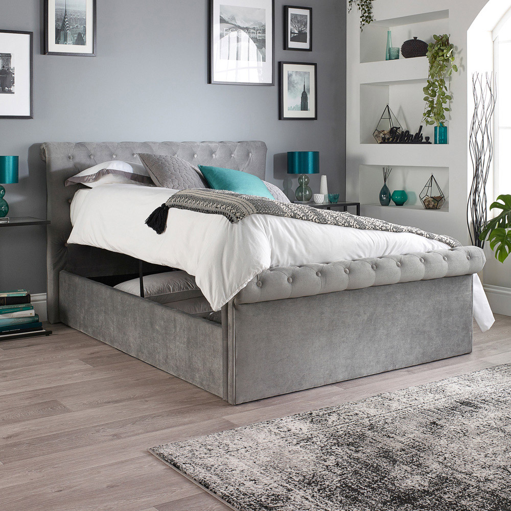 Aspire Chesterfield King Size Grey Ottoman Bed Image 9