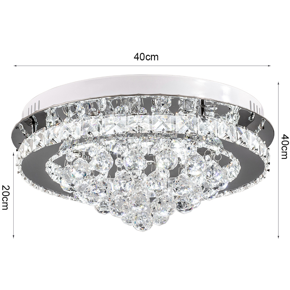 Living and Home Round Crystal Droplet LED Semi Flush Ceiling Light Image 9