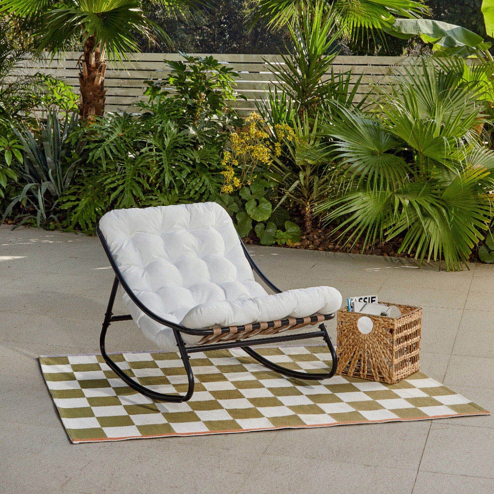 Home Detail Marbella Black Rocking Chair with Ivory Cushions Image 7