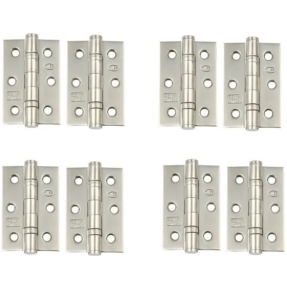 Golden Grace Polished Chrome Finish Ball Bearing Timber Door Hinge 75mm 4 Pack Image 1