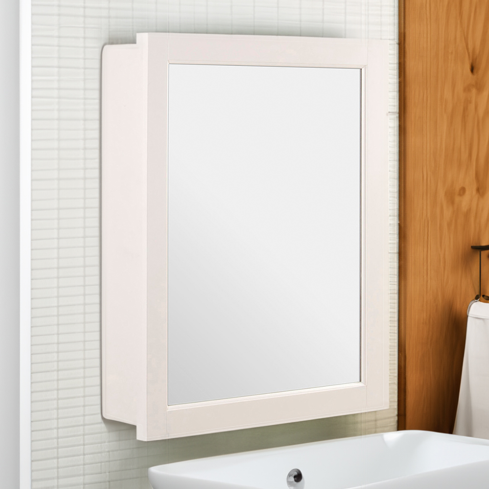 Premier Housewares White Mirror Bathroom Cabinet Image 1