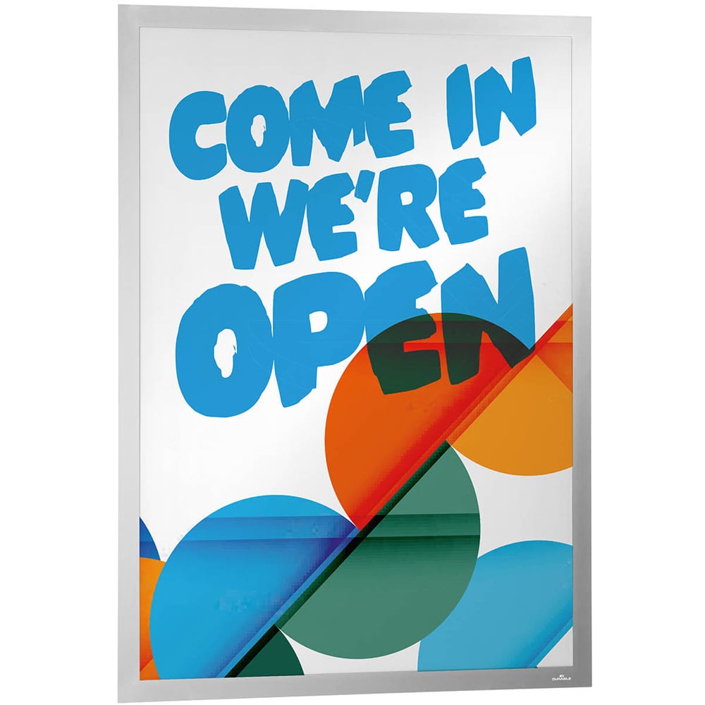 Durable DURAFRAME Silver UV Poster Adhesive Magnetic Signage Frame 50 x 70cm Image 3