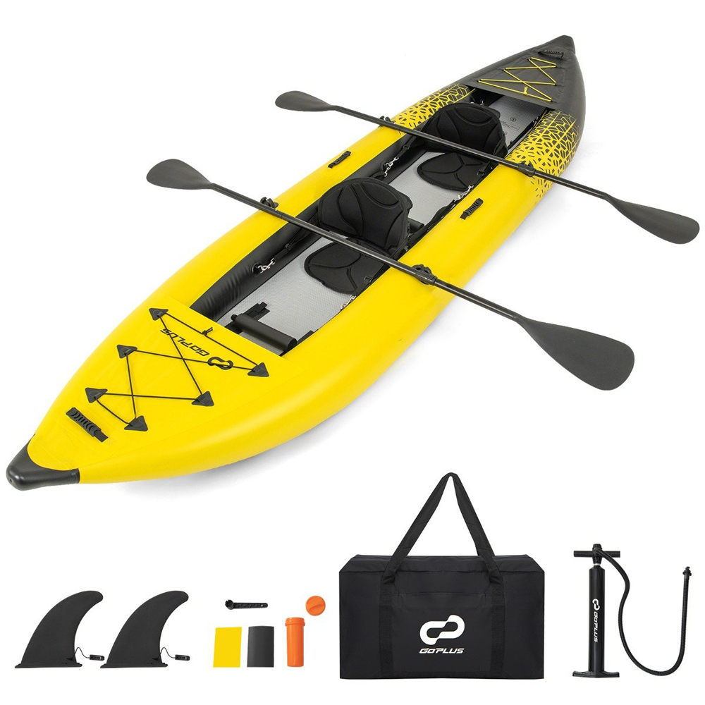 Costway 2 Person Yellow Inflatable Kayak Set Image 3