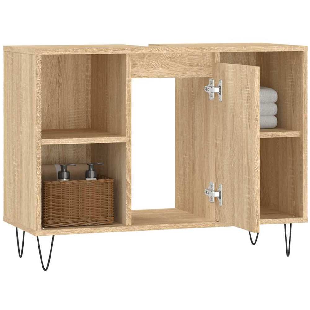 vidaXL Single Door 4 Open Shelf Sonoma Oak Bathroom Cabinet Image 4