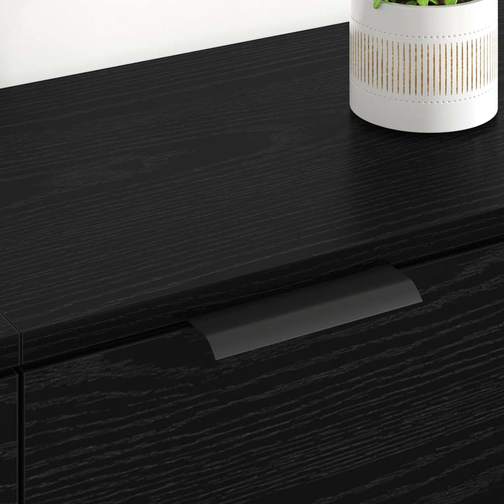 vidaXL 2 Door Single Drawer Black Oak Sideboard Set of 2 Image 4