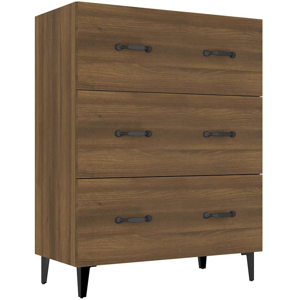 vidaXL 3 Drawer Brown Oak Sideboard Image 2
