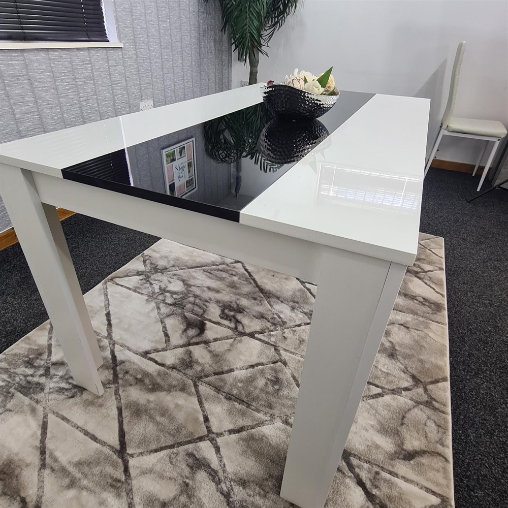 Portland 4 Seater Square Dining Table White and Black Image 3
