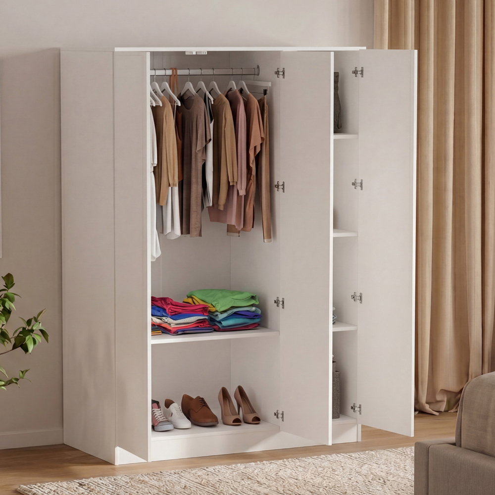 VIDA DESIGNS Denver 3 Door White Mirrored Wardrobe Image 4