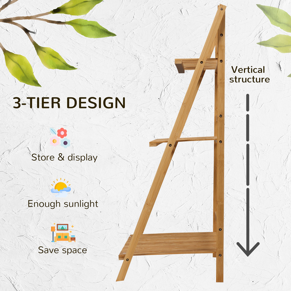 Outsunny 3-Tier Wooden Foldable Plant Stand Image 7