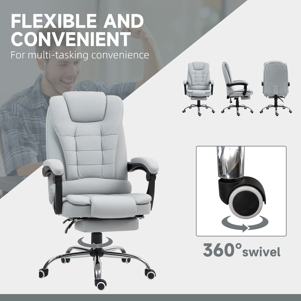 Portland Light Grey Executive Office Chair Swivel Chair with Footrest Image 6
