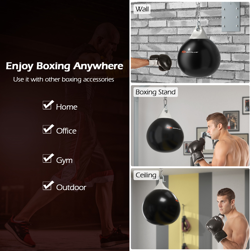 Costway Black Water Punching Bag with Water Injector Image 7