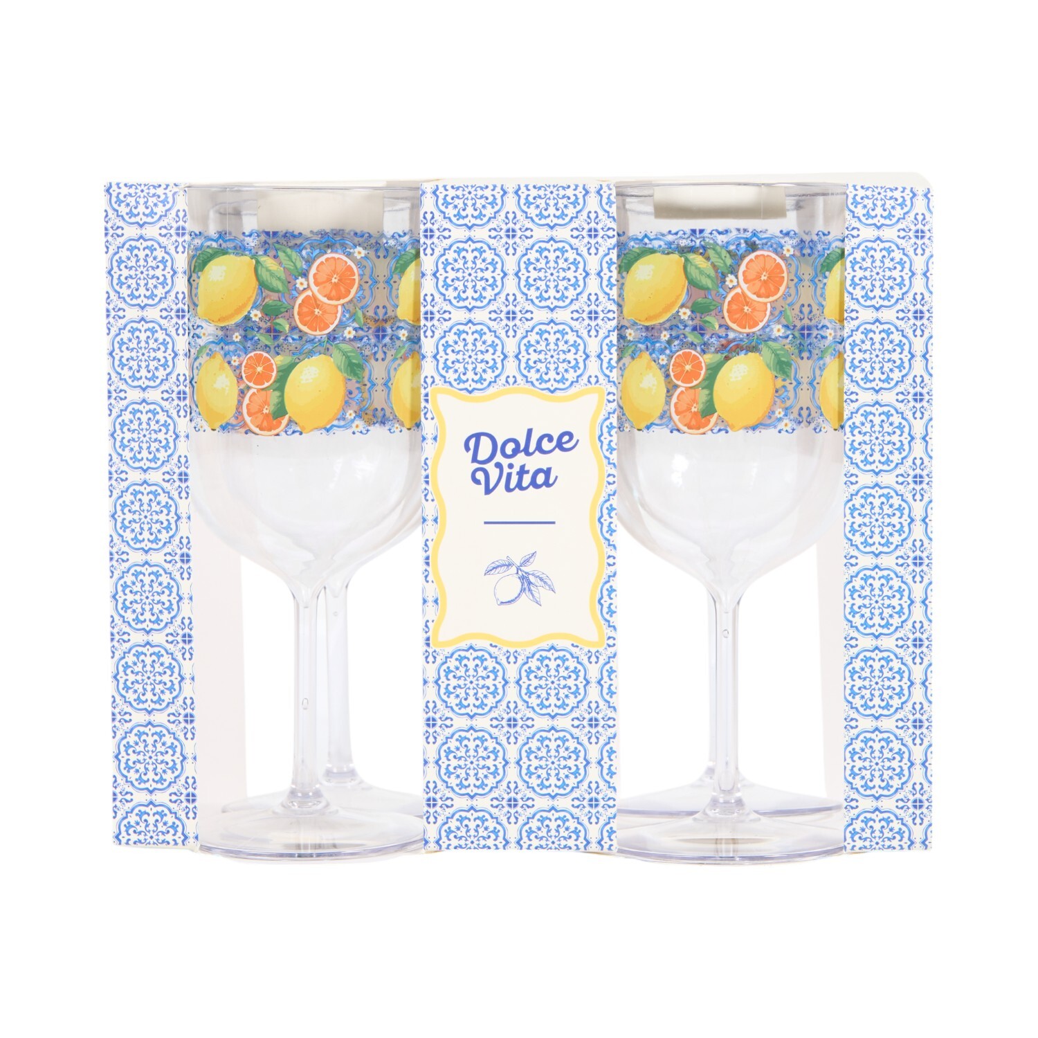 Pack of 4 Dolce Vita Print Wine Glasses Multicolour Image 2